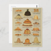 Vintge Desserts Chart Illustration Kochgeschichte Postkarte (Vorne/Hinten)