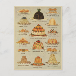 Vintge Desserts Chart Illustration Kochgeschichte Postkarte
