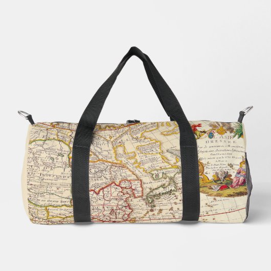 Vintge World Map in Brown und Elfenbeinküste Duffle Bag (Vorderseite)