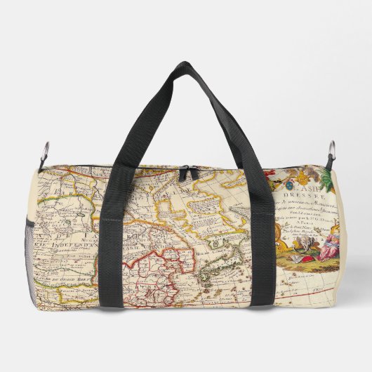 Vintge World Map in Brown und Elfenbeinküste Duffle Bag (Rückseite)