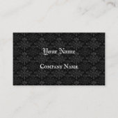 Vintnage Floral Damask Black Gray Custom Visitenkarte (Vorderseite)