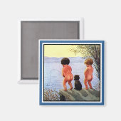 VintPostcSQ Magnet (Vorderseite/Rückseite)