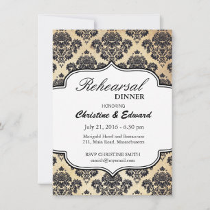 Vinvtage Damask Label Hochzeit Probe Dinner Einladung