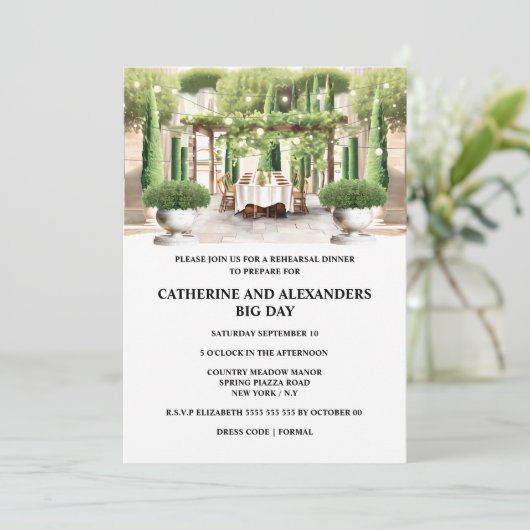 Vinyard Fine Sommer Essplatz Topiary Papplar Einladung (Stehend Vorderseite)