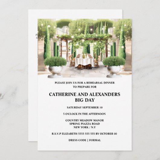 Vinyard Fine Sommer Essplatz Topiary Papplar Einladung (Vorne/Hinten)