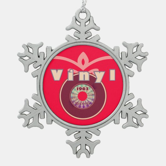 Vinyl! 1963 45 Rekord Schneeflocken Zinn-Ornament (Vorderseite)