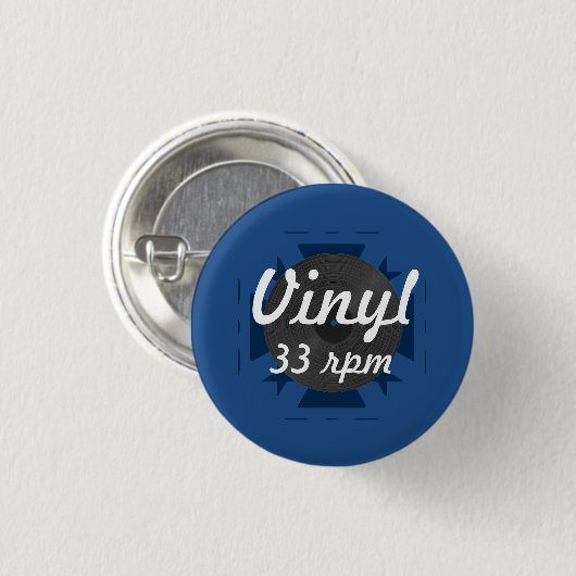 Vinyl 33 U/min, blau/Weiß/Grau Button (Vorne & Hinten)