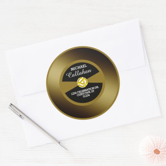 Vinyl 45 Gold Record persönliche Adresse Runder Aufkleber (Umschlag)