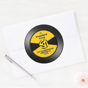 Vinyl 45 Record-Label Familienadresse Runder Aufkleber