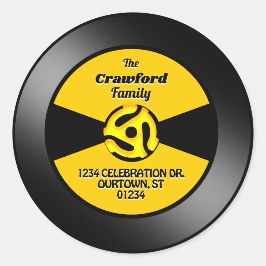 Vinyl 45 Record Label Family Address Runder Aufkleber (Vorderseite)