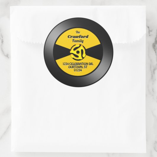 Vinyl 45 Record Label Family Address Runder Aufkleber (Tasche)