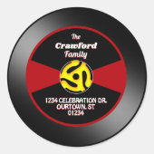 Vinyl 45 Record Label Family Address Runder Aufkleber (Vorderseite)