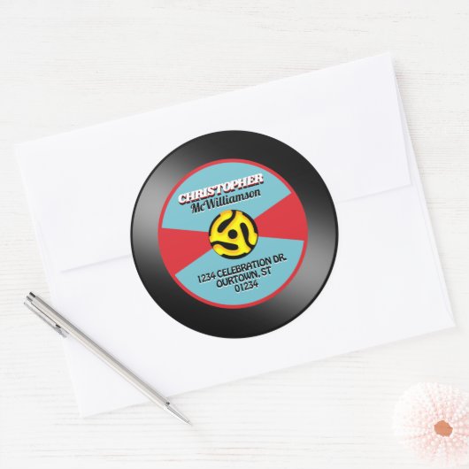 Vinyl 45 Record Label Individual Personalisiert Runder Aufkleber (Umschlag)