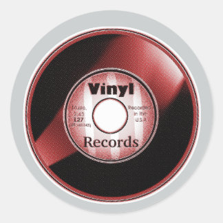 VINYL 45 RPM record, Red/White Runder Aufkleber