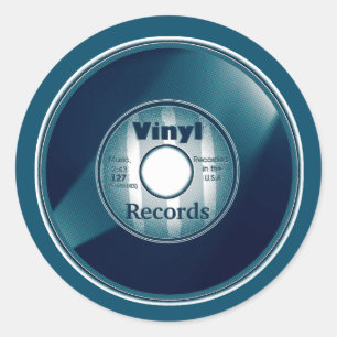 VINYL 45 U/min Rekord, blau Runder Aufkleber