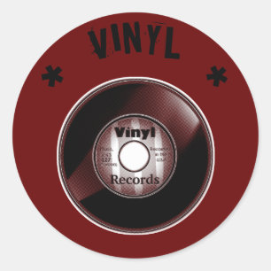 VINYL 45 U/min Rekord, Schwarz & Rot Runder Aufkleber