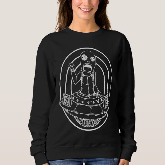 Vinyl Alien DJ Techno Raver Sweatshirt (Vorderseite)
