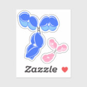 Vinyl-Aufkleber - blaues IgG (Antikörper) mit/-bon Aufkleber (Blatt)