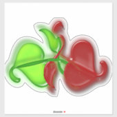 Vinyl-Aufkleber - Grüne und rote Blätter in 3-D Aufkleber (Blatt)