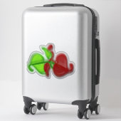 Vinyl-Aufkleber - Grüne und rote Blätter in 3-D Aufkleber (Koffer)