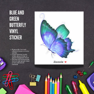 Vinyl-Aufkleber mit blauem und grünem Schmetterlin Aufkleber
