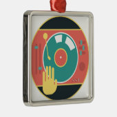 Vinyl-Aufzeichnung-Spieler-Hand-Kratzer Silbernes Ornament (Rechts)