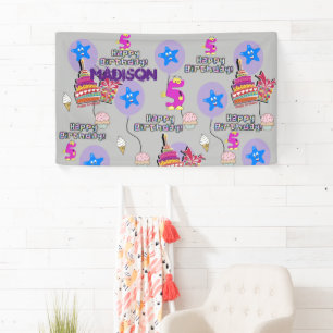 Vinyl Banner, Happy 5th Birthday Banner, #5 Banner
