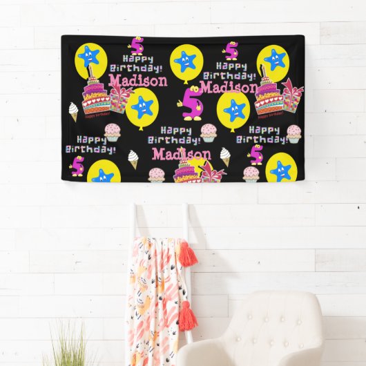 Vinyl Banner, Happy 5th Birthday Banner, #5 Banner (Insitu)