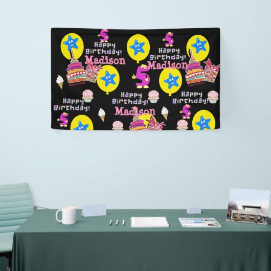 Vinyl Banner, Happy 5th Birthday Banner, #5 Banner (Messeveranstaltung)