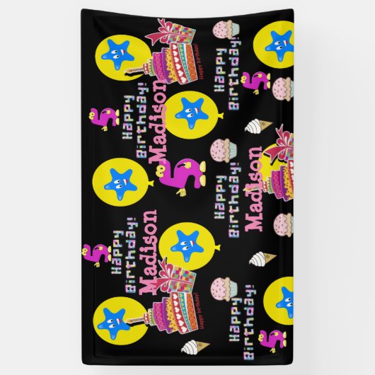 Vinyl Banner, Happy 5th Birthday Banner, #5 Banner (Vertikal)