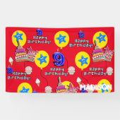 Vinyl Banner, Happy 9th Birthday Banner, #9 Red Banner (Horizontal)