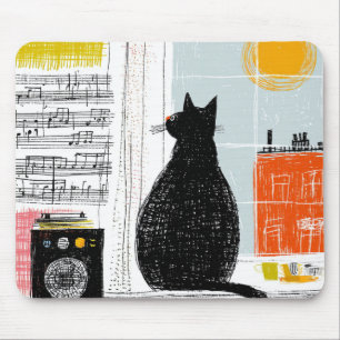 Vinyl Black Cat High Rise Live Set Mousepad