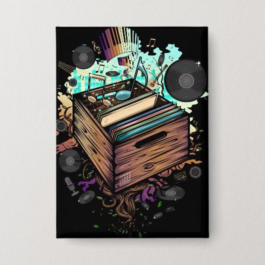Vinyl Crate Music Button (Vorderseite)