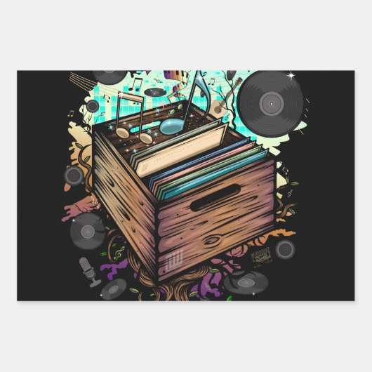 Vinyl Crate Music Geschenkpapier Set (Vorderseite 2)