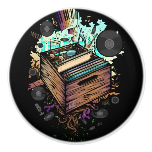 Vinyl Crate Music Keramikknauf (Vorderseite)