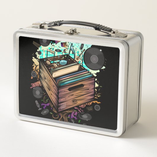 Vinyl Crate Music Metall Brotdose (Vorderseite)