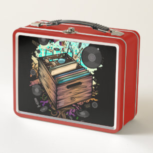 Vinyl Crate Music Metall Brotdose