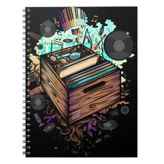 Vinyl Crate Music Notizblock (Vorderseite)