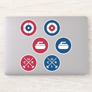 Vinyl Curling Stickers - Rot/Blau Aufkleber