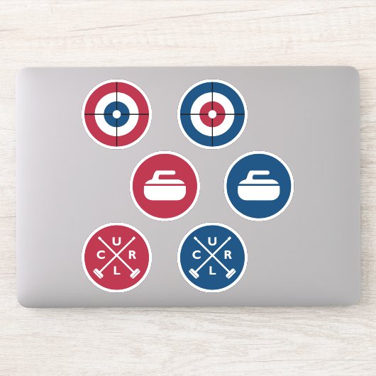 Vinyl Curling Stickers - Rot/Blau Aufkleber (Computer)