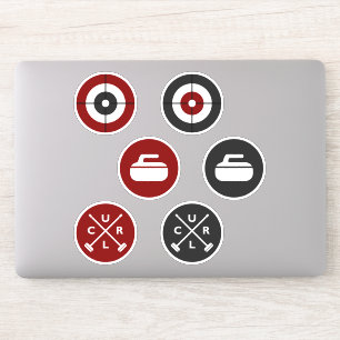 Vinyl Curling Stickers - Rot/Holzkohle Aufkleber