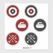 Vinyl Curling Stickers - Rot/Kohle Aufkleber (Blatt)
