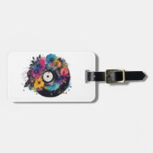 Vinyl Datensatz mit farbigen Blume Gepäckanhänger (Vorderseite horizontal)