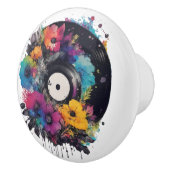 Vinyl Datensatz mit farbigen Blume Keramikknauf (Rechts)