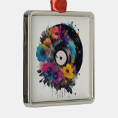 Vinyl Datensatz mit farbigen Blume Ornament Aus Metall (Rechts)