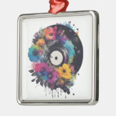 Vinyl Datensatz mit farbigen Blume Ornament Aus Metall (Links)