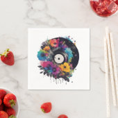 Vinyl Datensatz mit farbigen Blume Serviette (Beispiel)