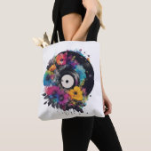 Vinyl Datensatz mit farbigen Blume Tasche (Von Nahem)