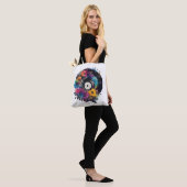 Vinyl Datensatz mit farbigen Blume Tasche (Am Model)