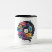 Vinyl Datensatz mit farbigen Blume Tasse (Zentrum)